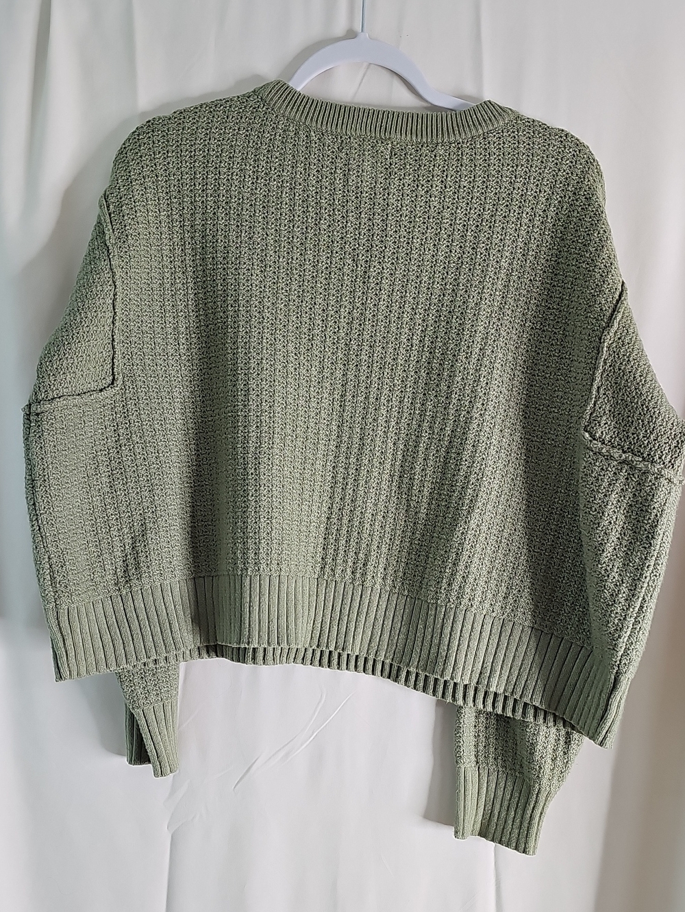 Haute Hippie Olive Sage Waffle-Knit Crewneck Sweater - Picture 5 of 8